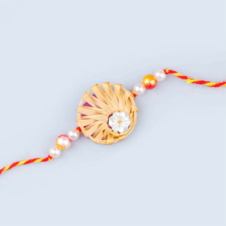 Ecofriendly Bamboo Rakhis for Bhaiya-Bhabhi With Roli Chawal | Set of 2