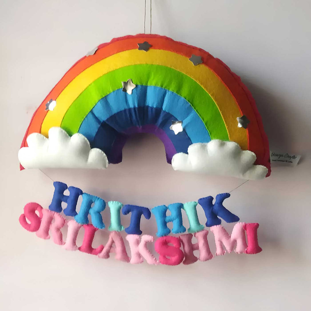 Personalized Rainbow Themed Felt Kids Name Plate