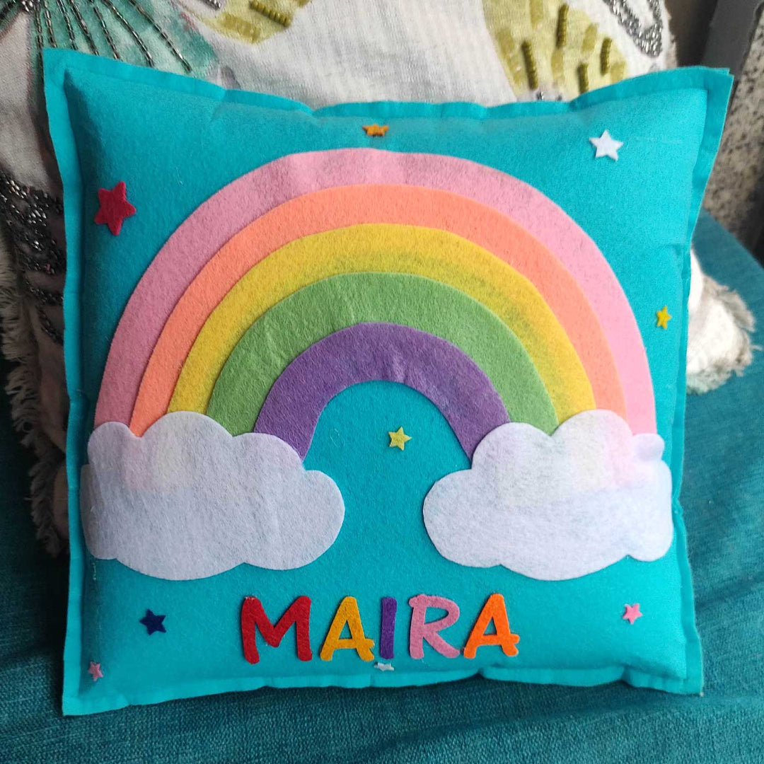 Personalized Handmade Rainbow Theme Felt Kids Pillow