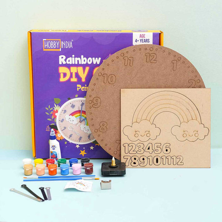 Rainbow Theme MDF Wall Clock DIY Kit For Kids