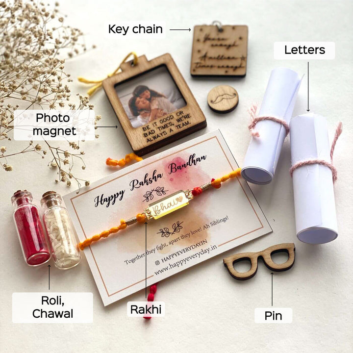 Customized Rakhi Gift Hamper For Brothers With Roli Chawal
