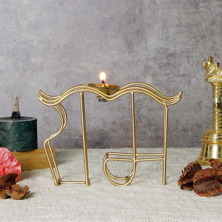 Handmade "Ram" Akhand Brass Oil Lamp / Diya