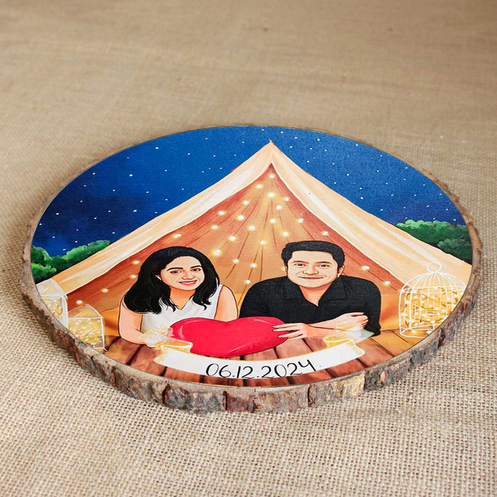 Photo Caricature Bark Nameplate with Stand