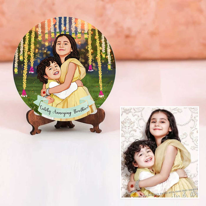 Photo Customized Rakhi Hamper With Caricature Nameplate