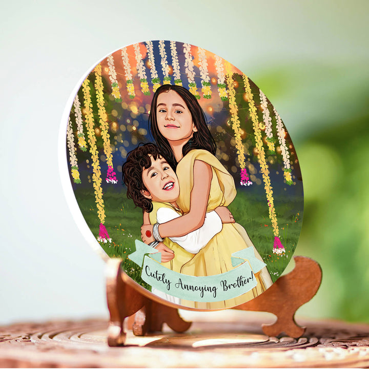 Photo Customized Rakhi Hamper With Caricature Nameplate