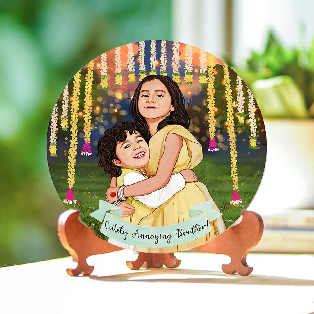 Photo Customized Rakhi Hamper With Caricature Nameplate