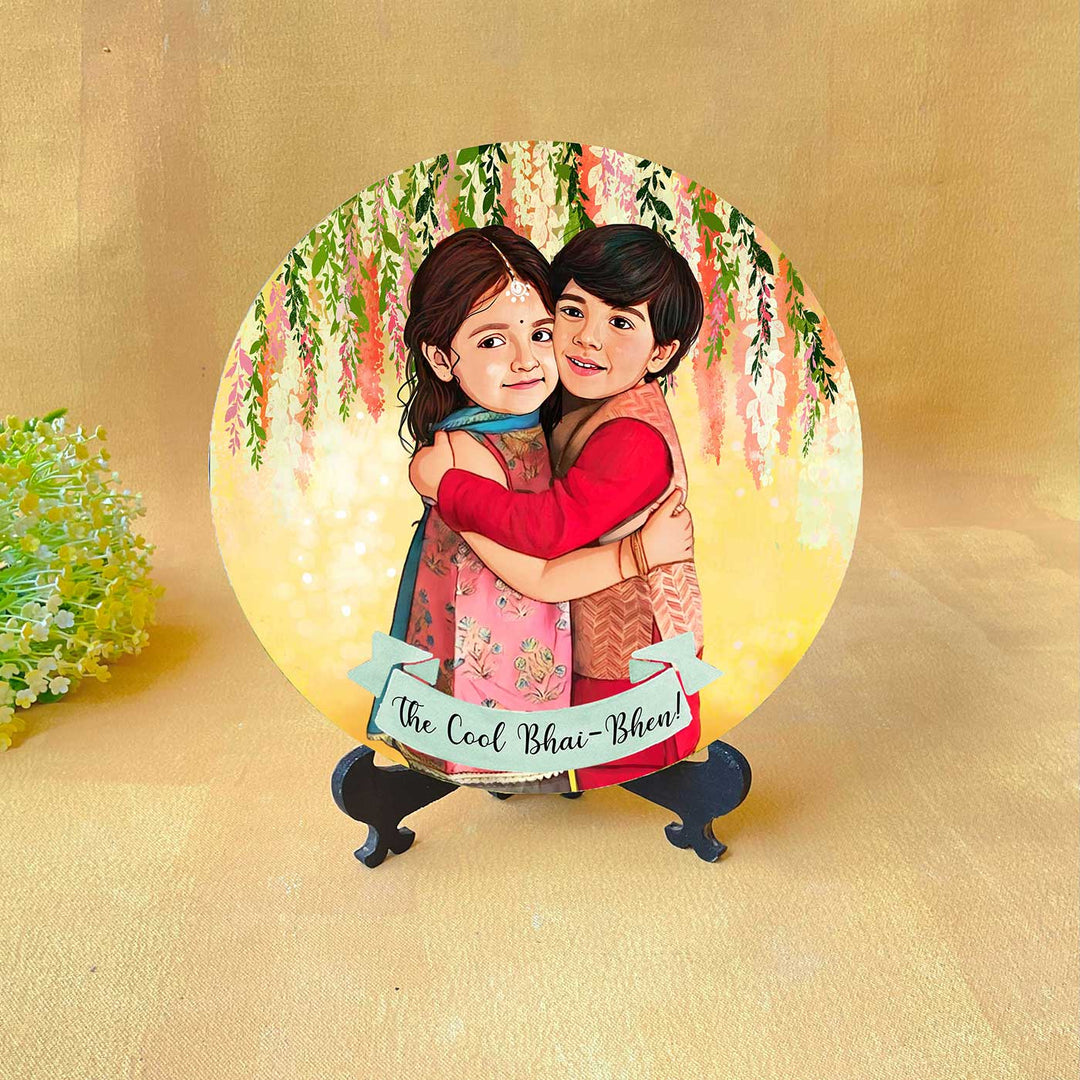 Photo Customized Rakhi Hamper With Caricature Nameplate