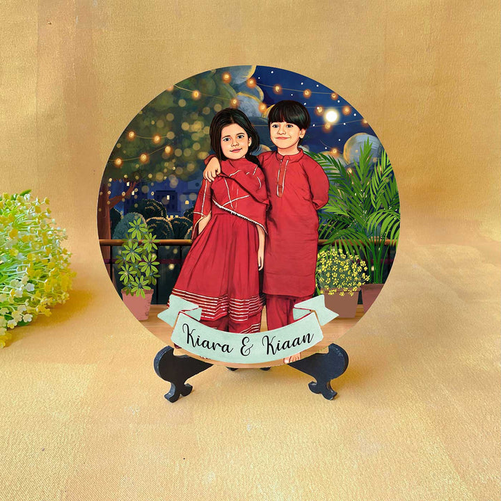 Photo Customized Rakhi Hamper With Caricature Nameplate