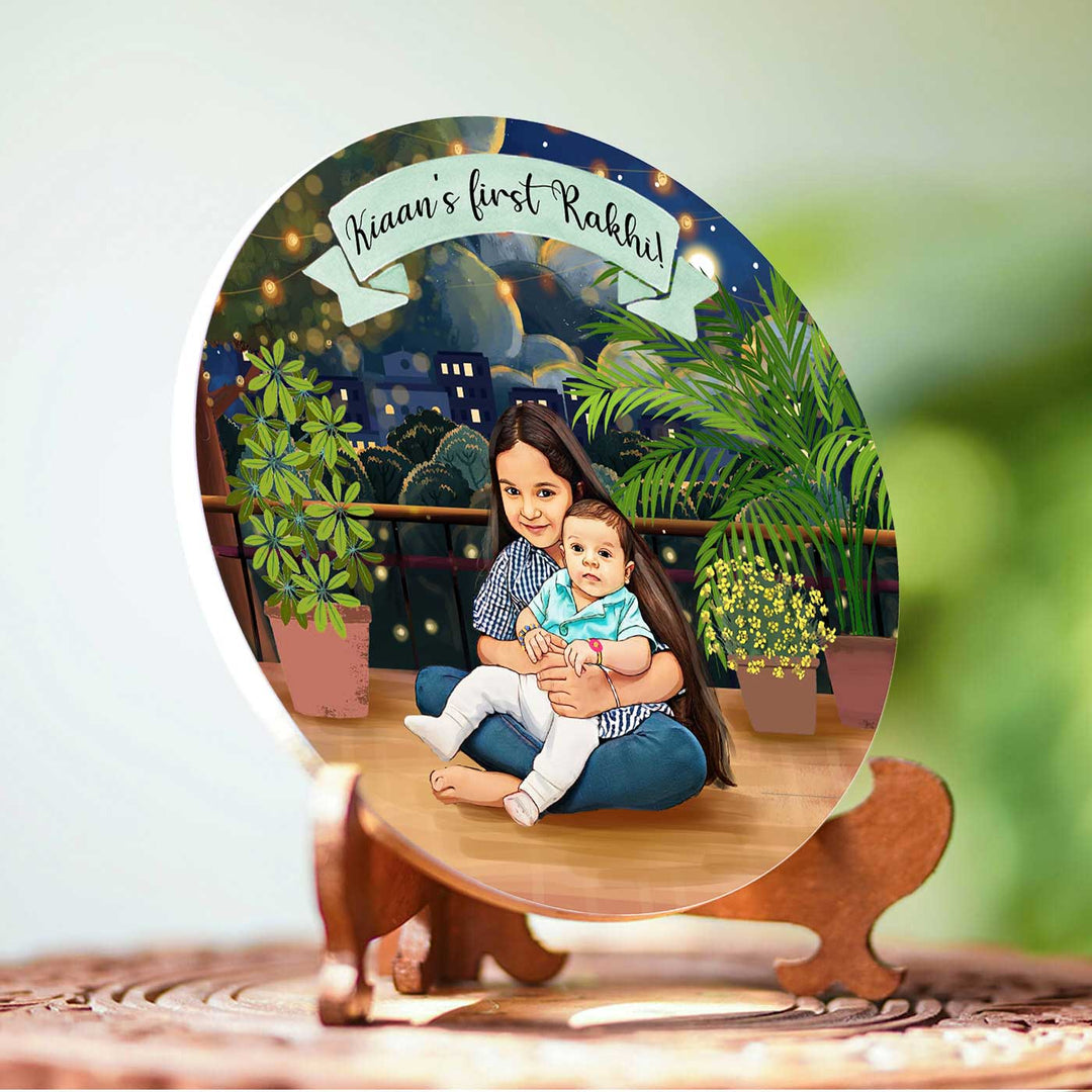 Photo Customized Rakhi Hamper With Caricature Nameplate