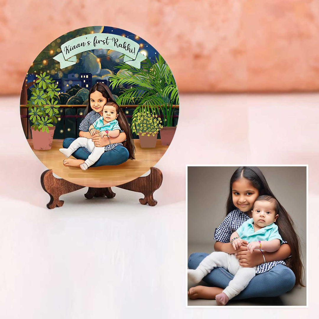 Photo Customized Rakhi Hamper With Caricature Nameplate