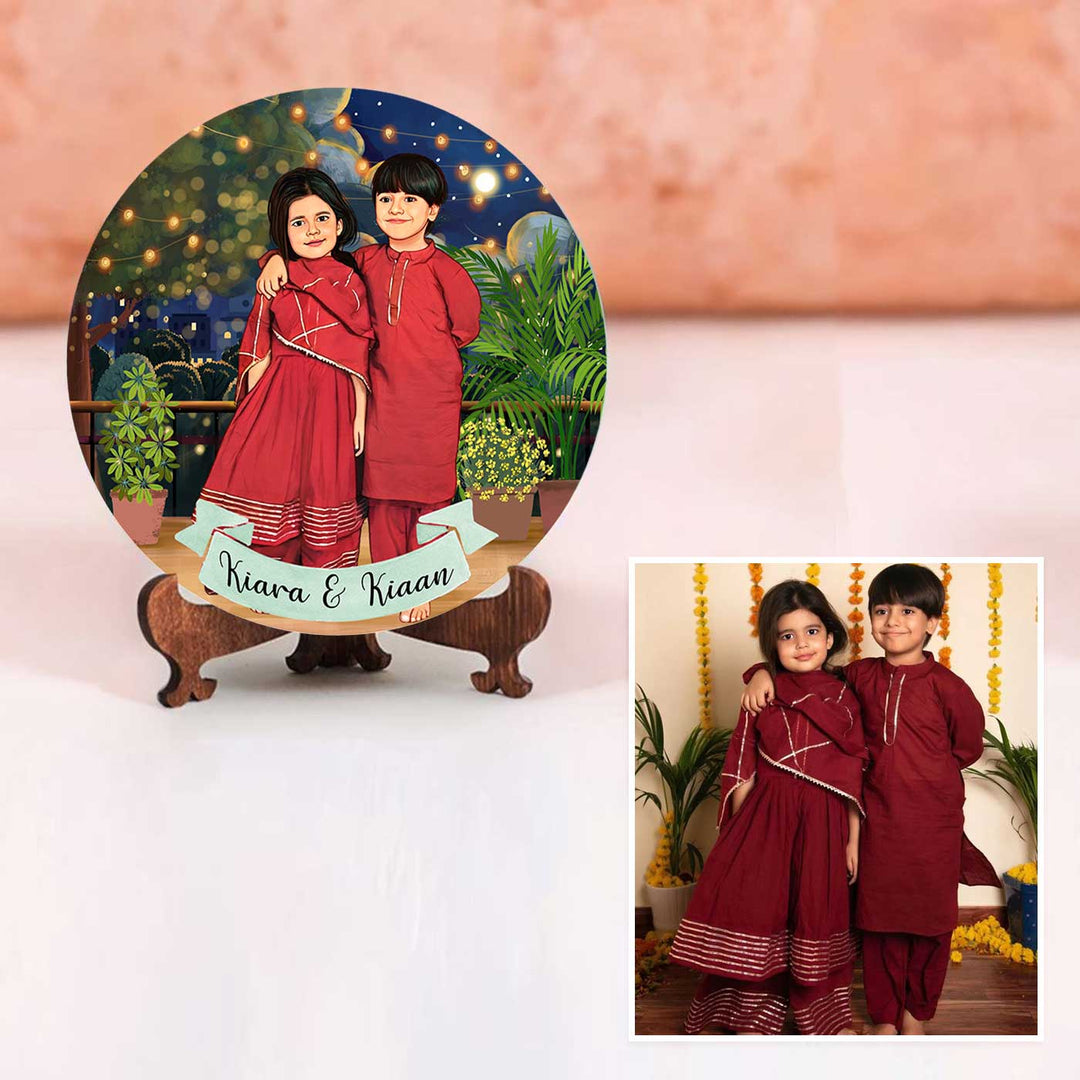 Photo Customized Rakhi Hamper With Caricature Nameplate