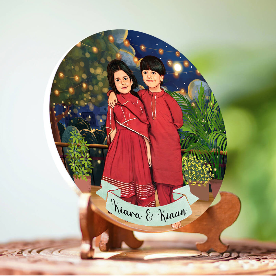 Photo Customized Rakhi Hamper With Caricature Nameplate