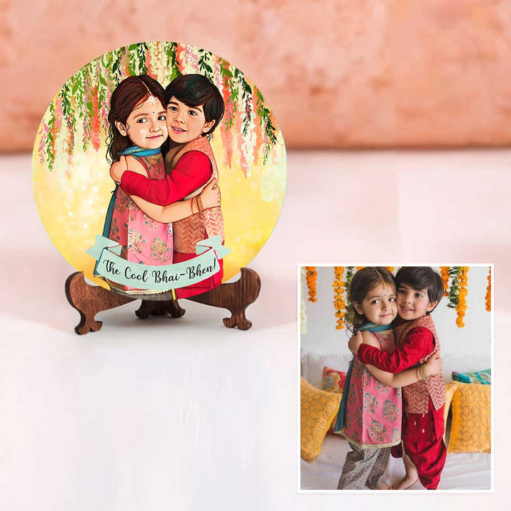 Photo Customized Rakhi Hamper With Caricature Nameplate