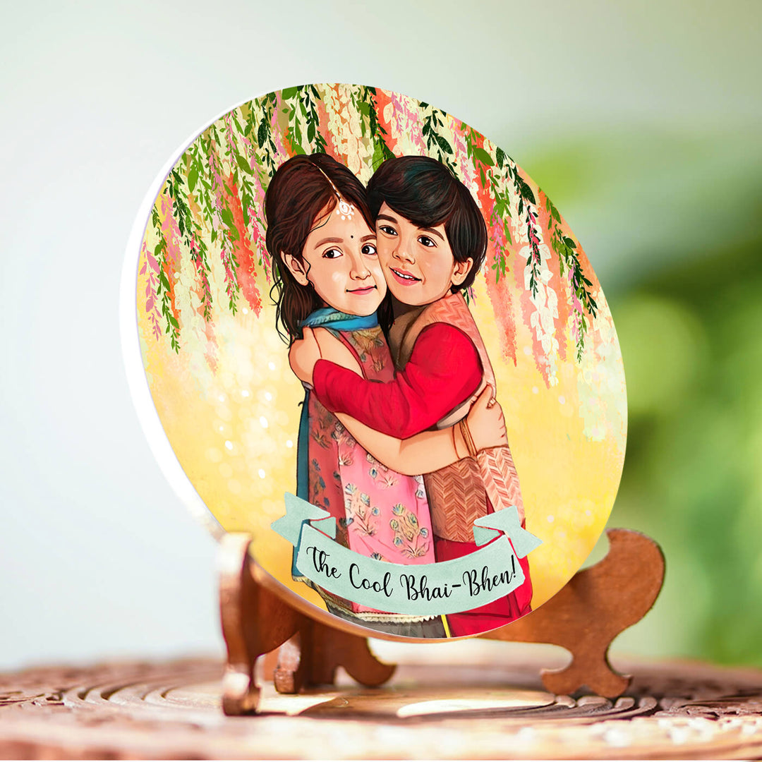 Photo Customized Rakhi Hamper With Caricature Nameplate