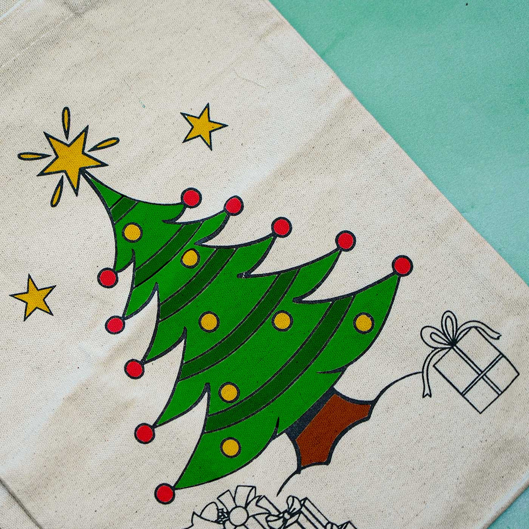 Ready-To-Paint Tree Print Medium Sized Canvas Goodies Bag | Secret Santa Gift Ideas | Set Of 10