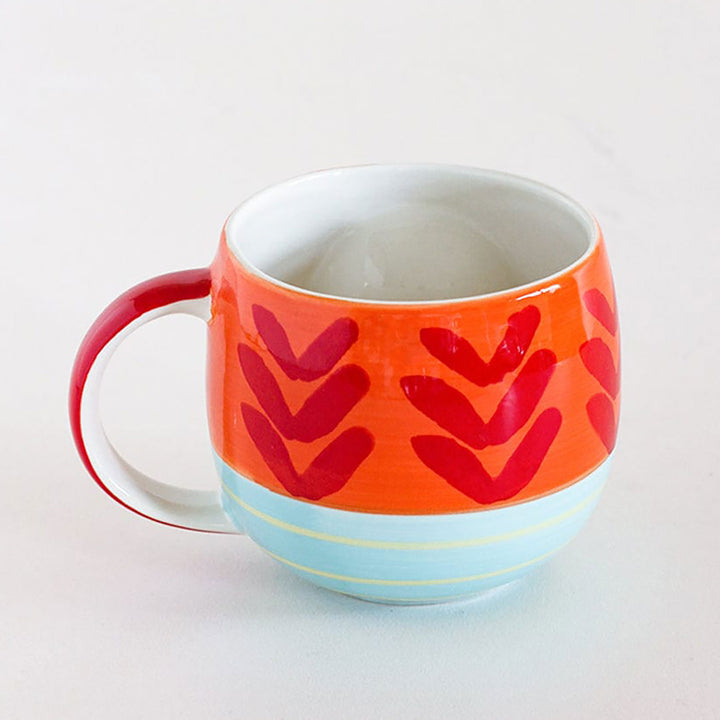 Hand-Painted Red Coral Ceramic Mug