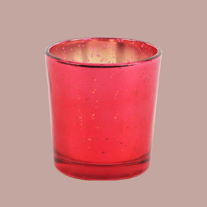 Handmade Red Votive Glass Tealight Holder | Set of 4