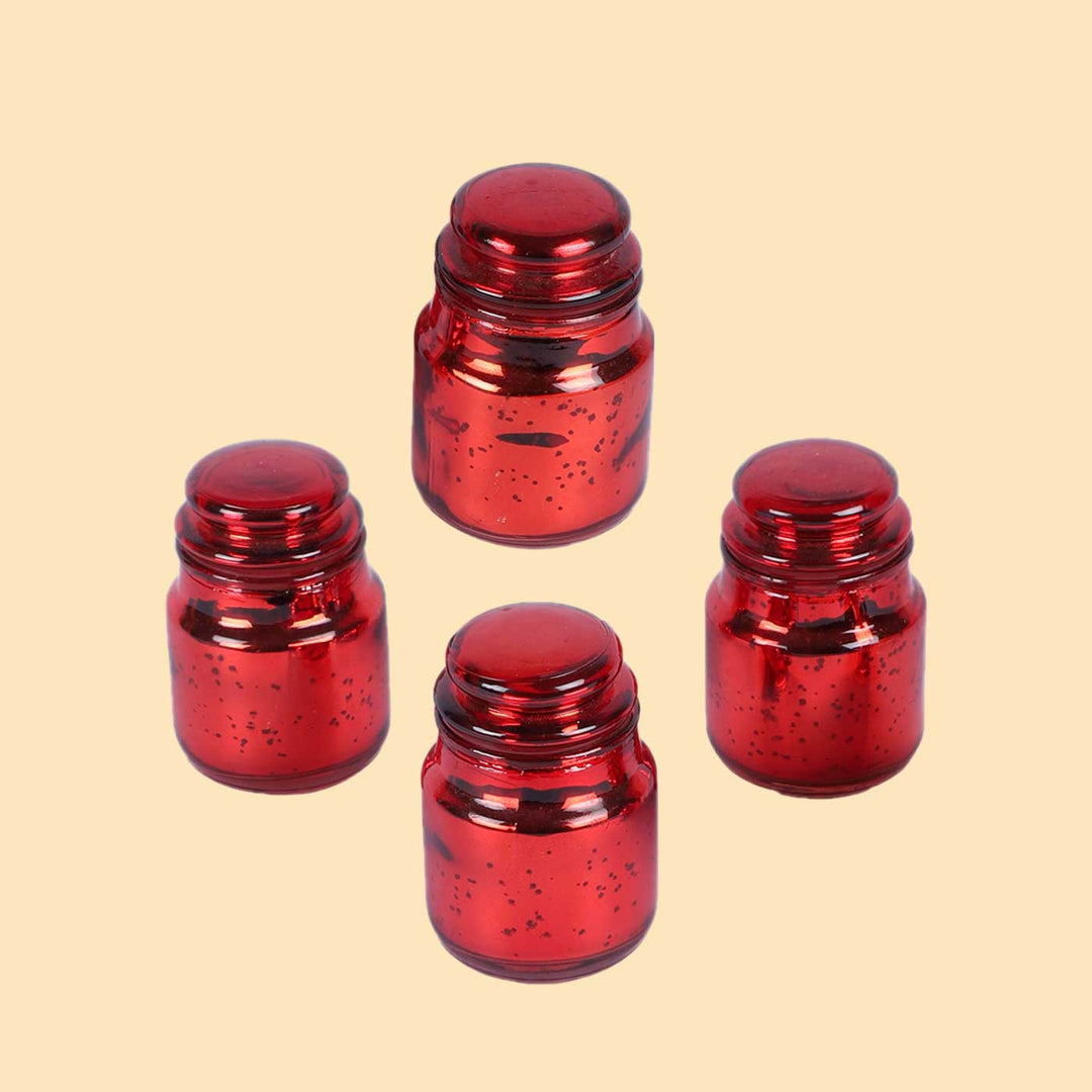 Handmade Red Glass Tealight Holder | Set of 4