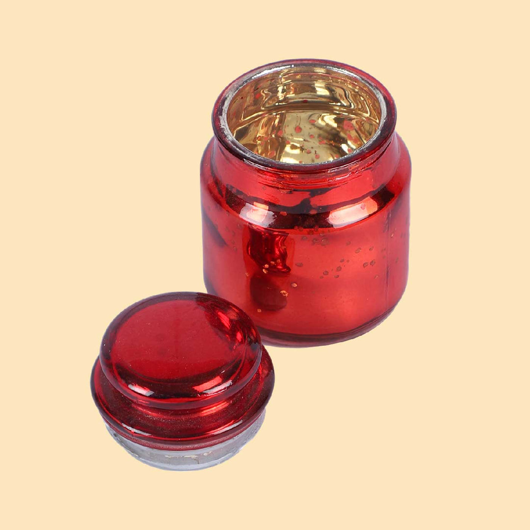 Handmade Red Glass Tealight Holder | Set of 4