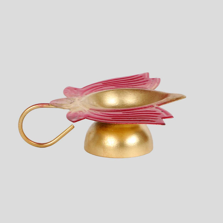 Handmade Red Lotus Oil Lamp / Diya | Set of 2