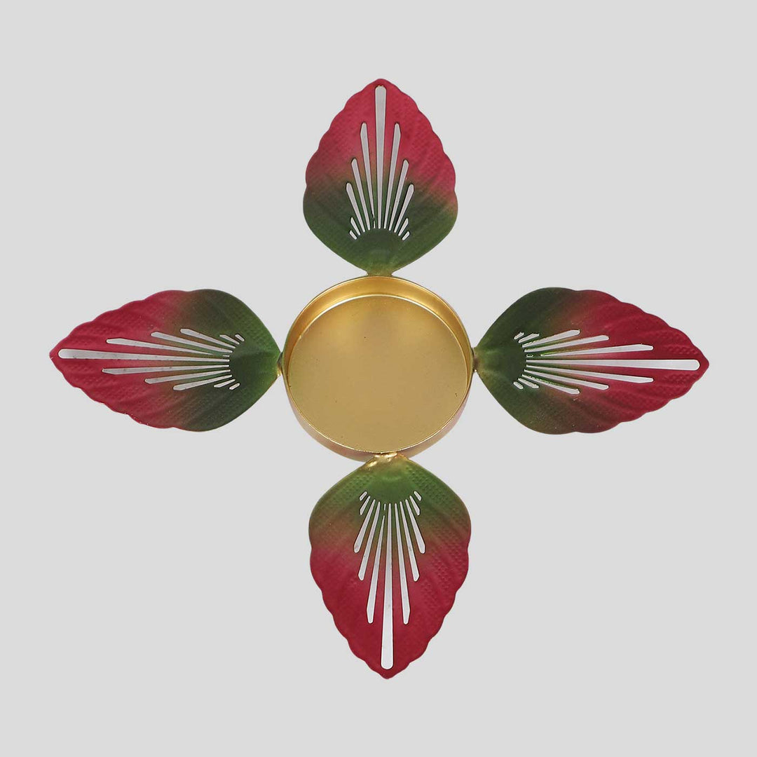 Handmade Red & Green Leaves Urli | Set of 2