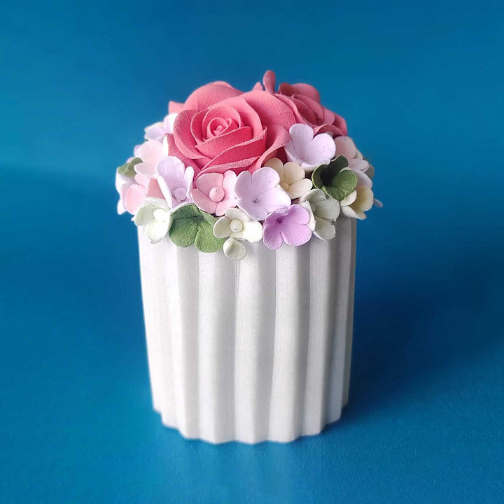 Handmade Pink Rose Miniature Deco Clay & Marble Centerpiece