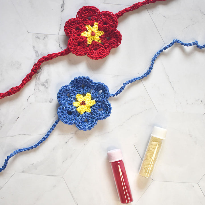 Handmade Crochet Rakhi Combo With Roli Chawal