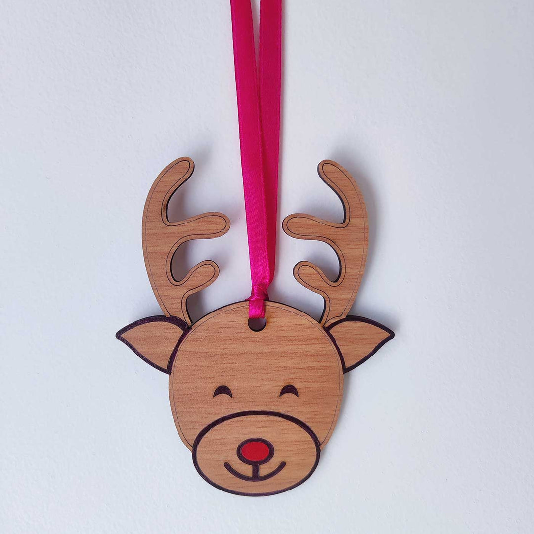 Handmade Reindeer Mdf Wood Ornament For Christmas Tree Decoration