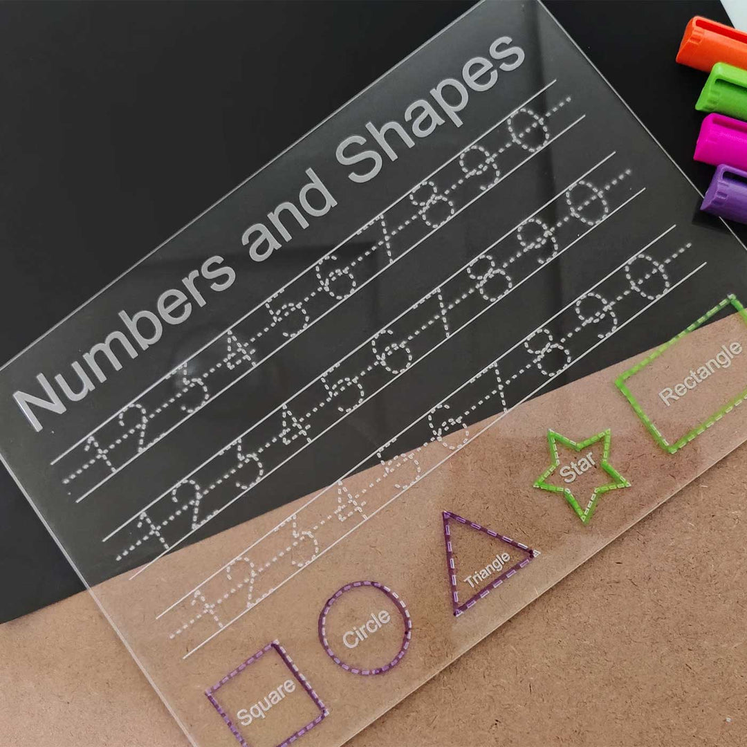 Handmade Reusable Numbers & Shapes Tracing Board