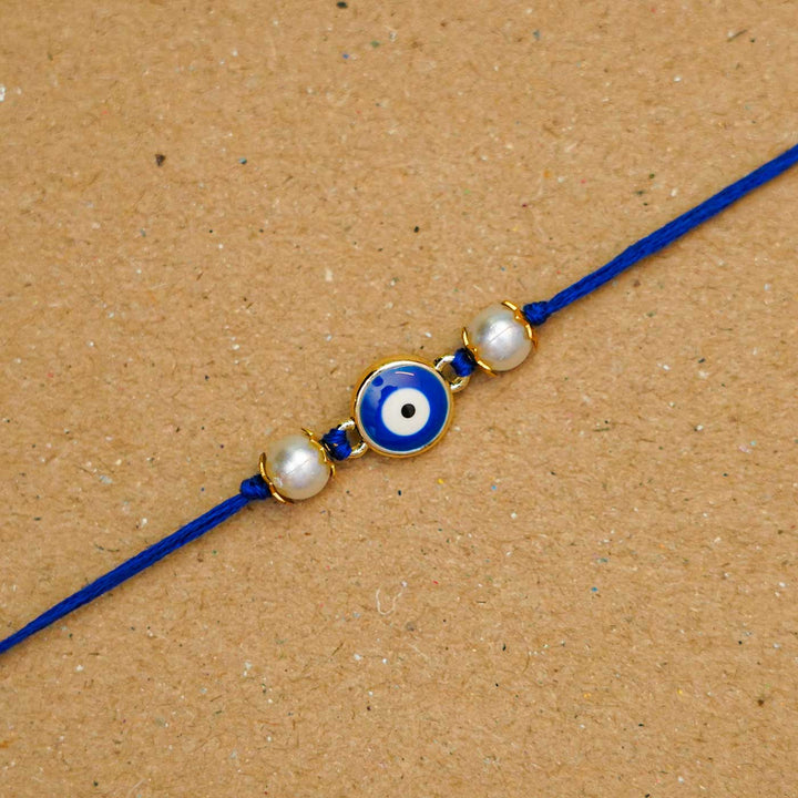 Reusable Resin Evil Eye Rakhi With Roli Chawal For Brother