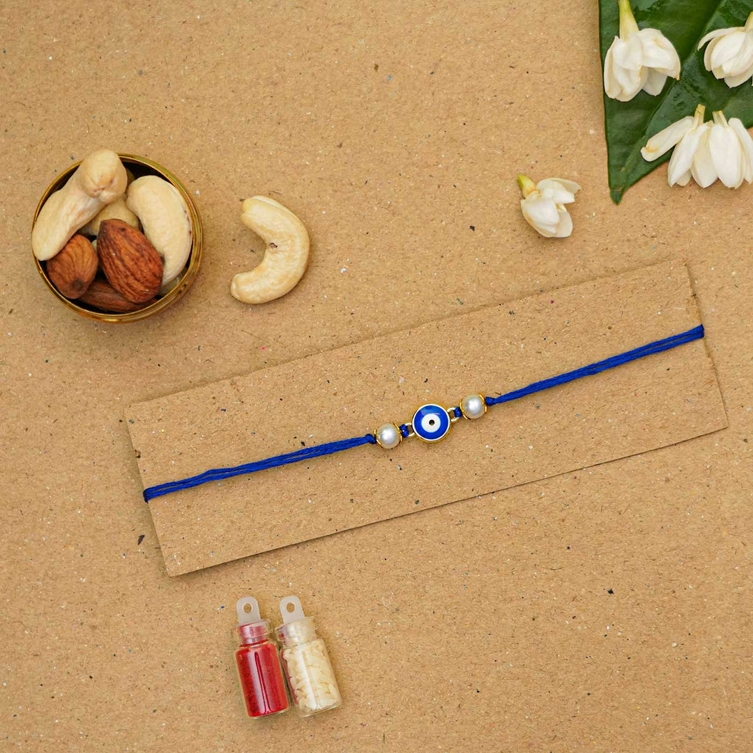 Reusable Resin Evil Eye Rakhi With Roli Chawal For Brother