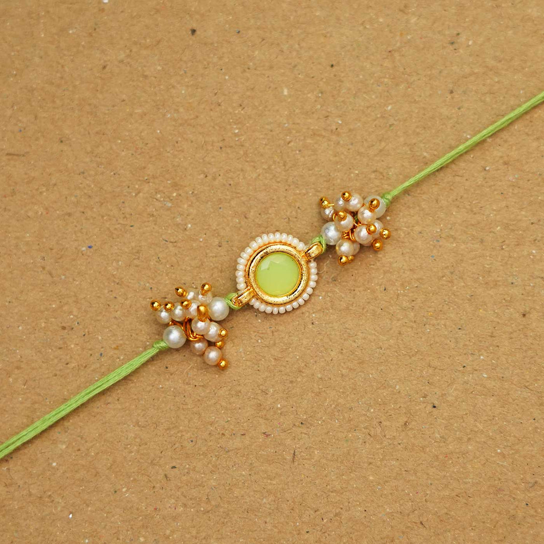 Reusable Resin Kundan Rakhi With Roli Chawal For Brother