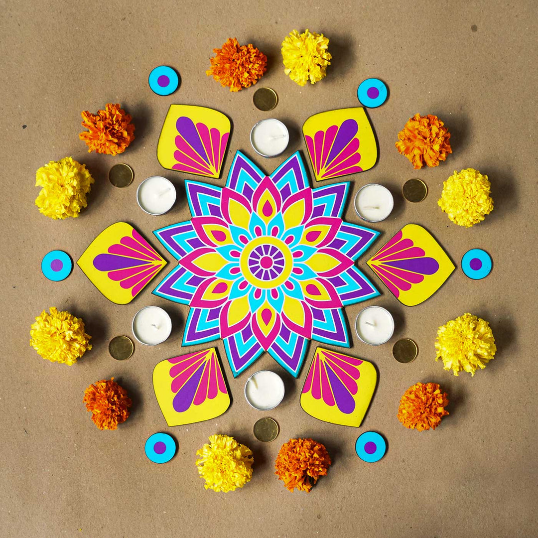 Reusable 13 Piece Mini Sitara MDF Wood Rangoli