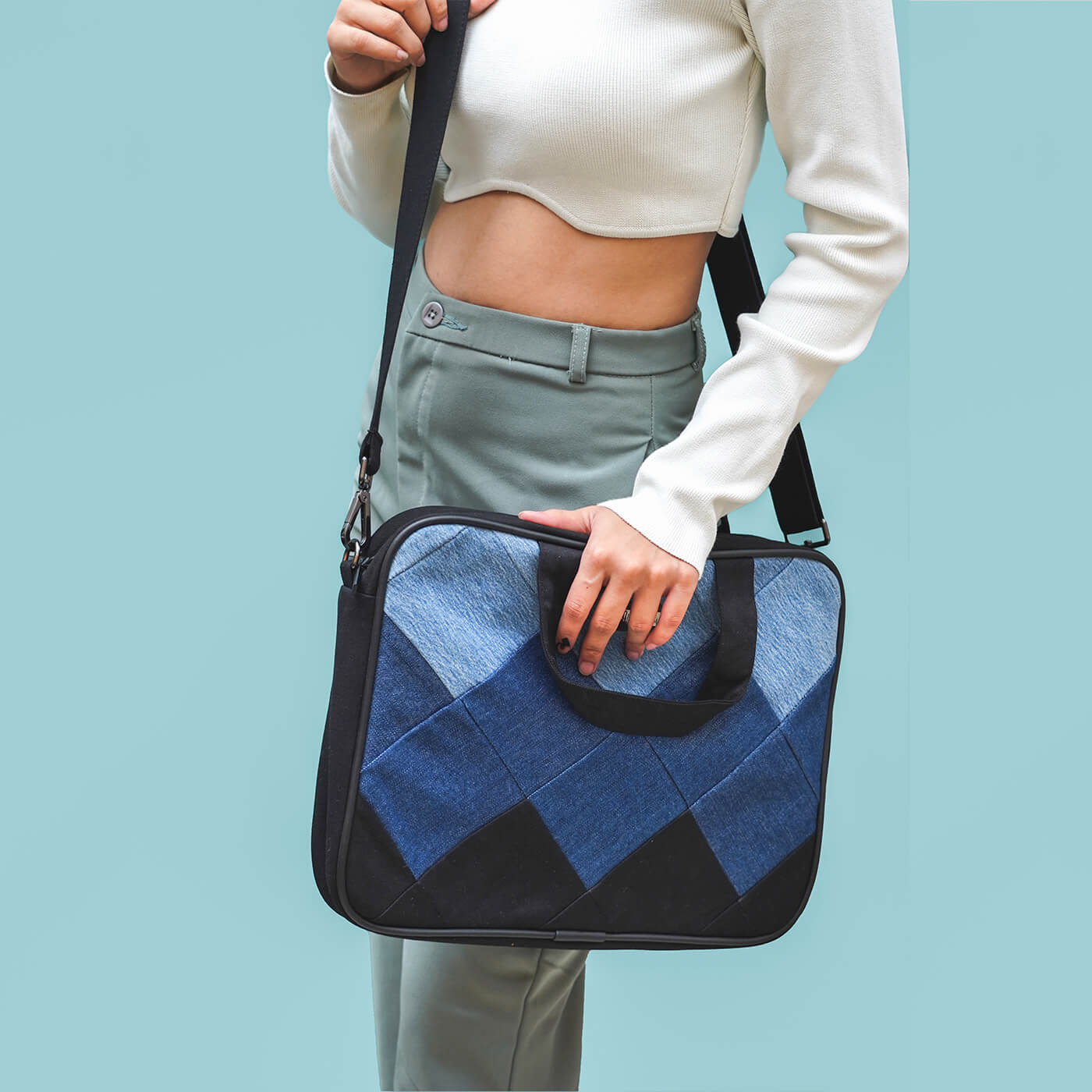 Upcycled Denim Sling Bag With Embroidery | The Green Itch