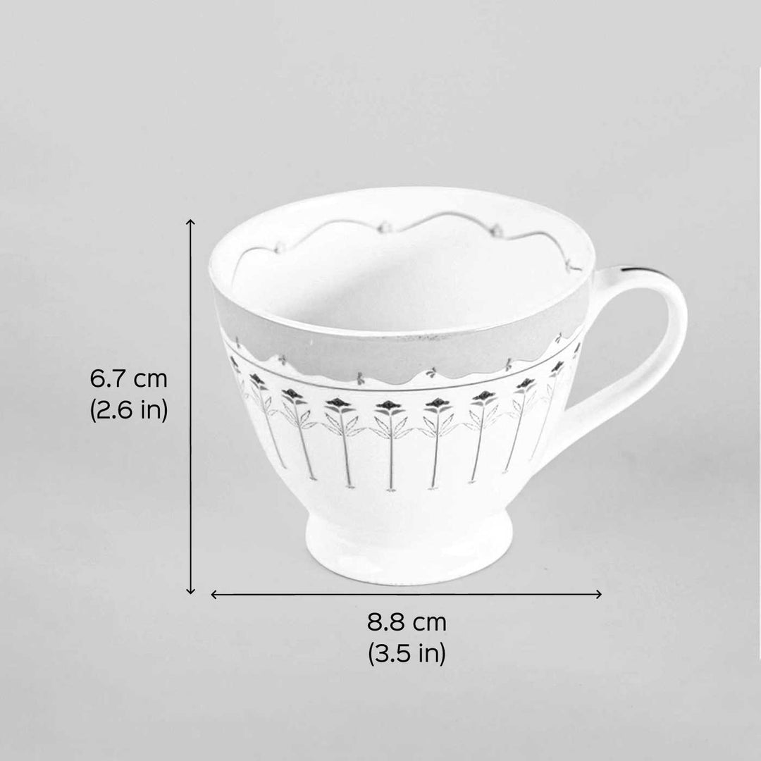 River Of Flowers Porcelain Cup & Saucer | Set Of 6, 12 Pcs