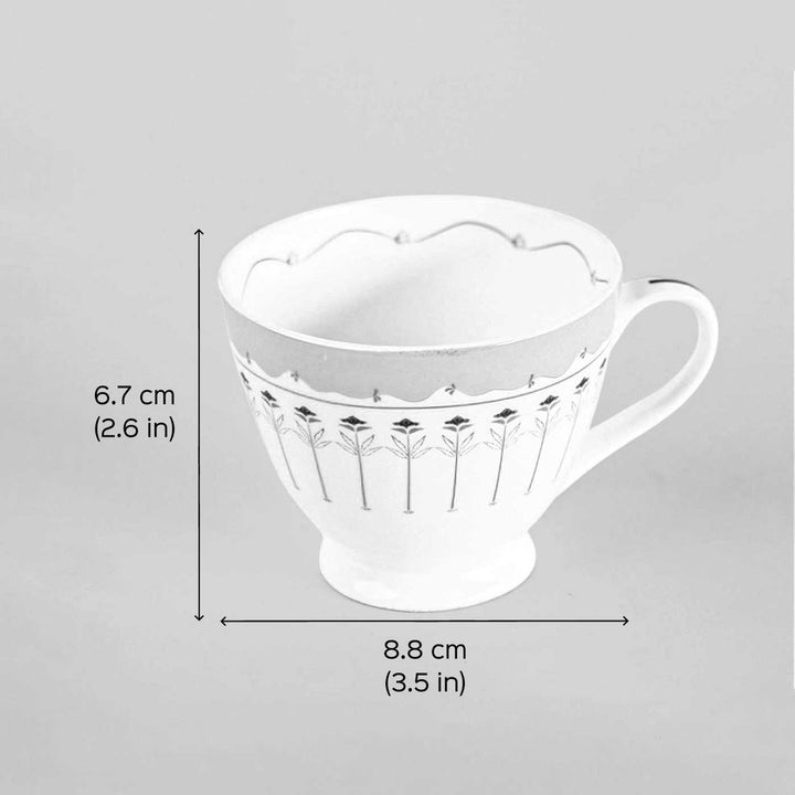 River Of Flowers Porcelain Cup & Saucer | Set Of 6, 12 Pcs