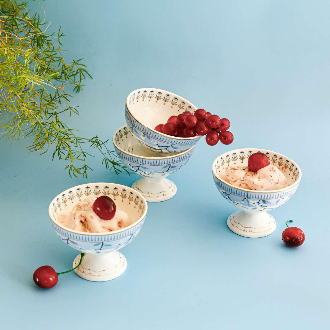 River Of Flowers Porcelain Dessert Bowls | Set Of 4