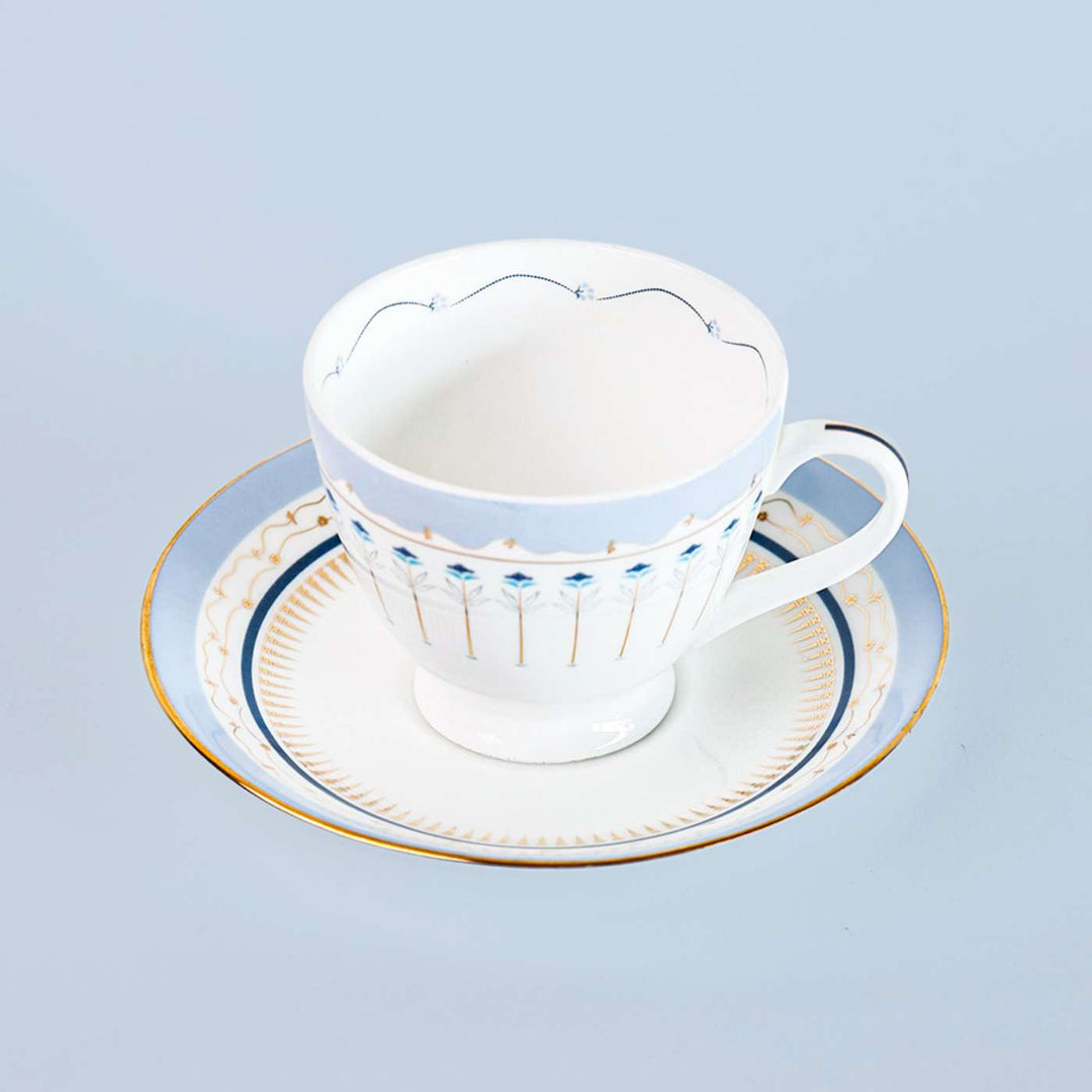 River Of Flowers Porcelain Cup & Saucer | Set Of 6, 12 Pcs