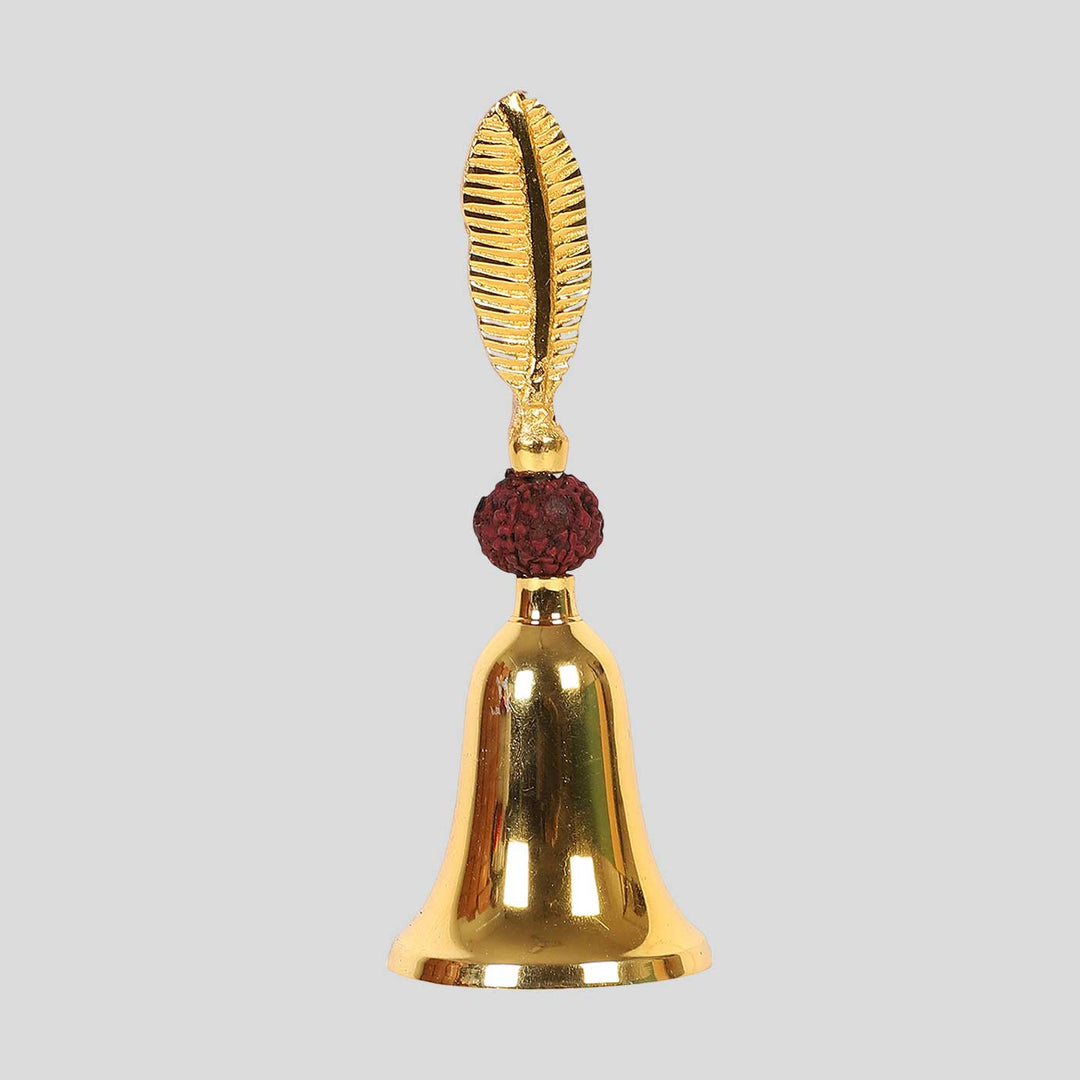 Handmade Feather & Rudraksh Brass Bell With Velvet Box