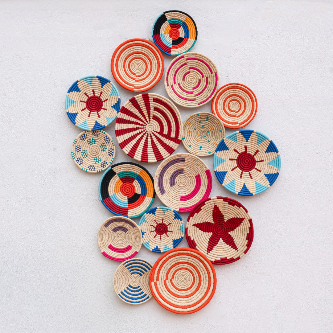 Handcrafted Sabai Grass Multi-coloured Circles Wall Plate