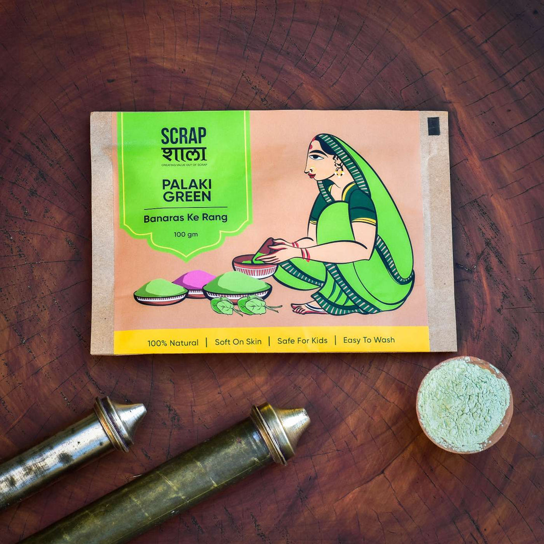 Handmade Skin-Friendly Organic Green Gulaal / Holi Colours | Set Of 2