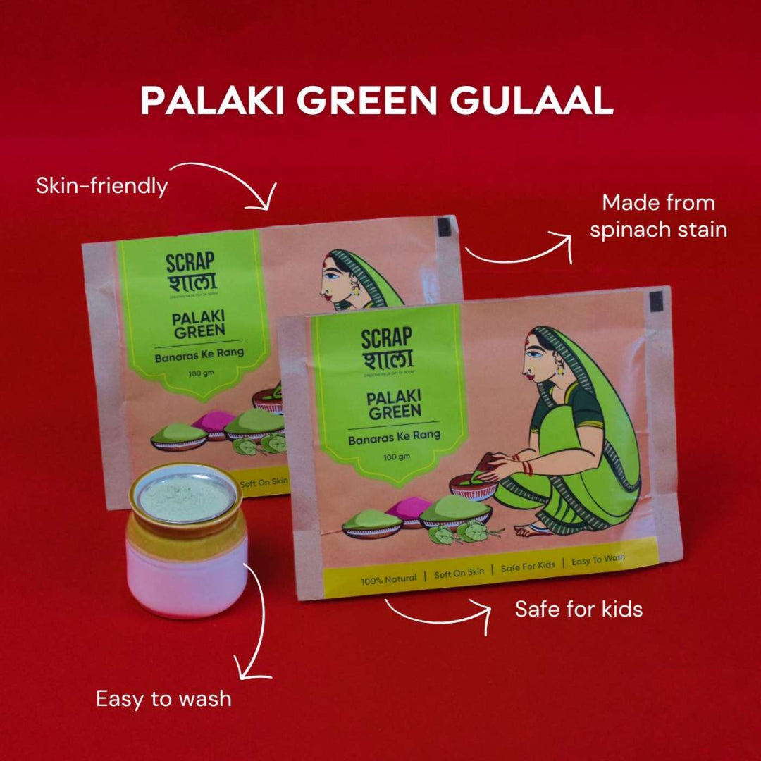 Handmade Skin-Friendly Organic Green Gulaal / Holi Colours | Set Of 2