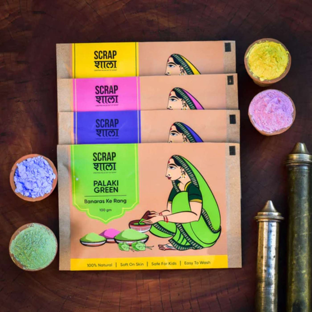 Handmade Skin-Friendly Organic Green Gulaal / Holi Colours | Set Of 2