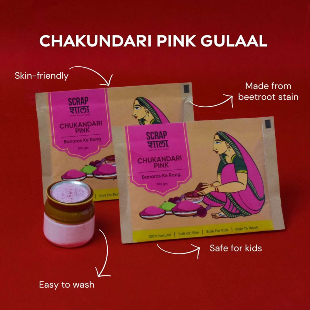 Handmade Skin-Friendly Organic Pink Gulaal / Holi Colours | Set Of 2