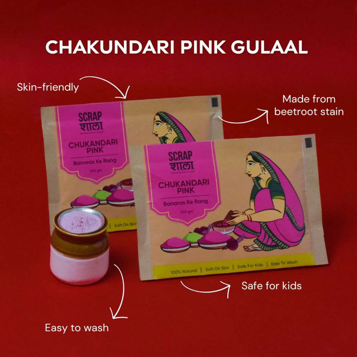 Handmade Skin-Friendly Organic Pink Gulaal / Holi Colours | Set Of 2