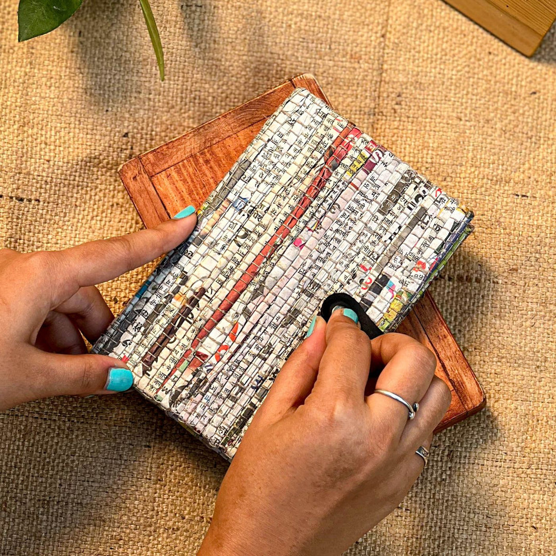 Upcycled Paper Handloom Reusable Compact Journal