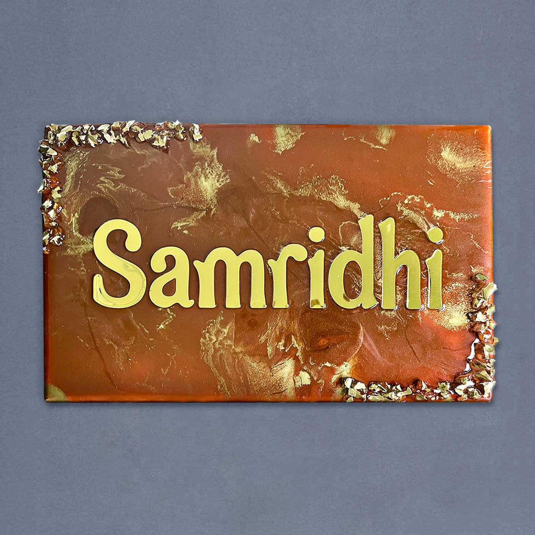 Personalized Resin Rectangle Orange Ocean Theme Name Plate