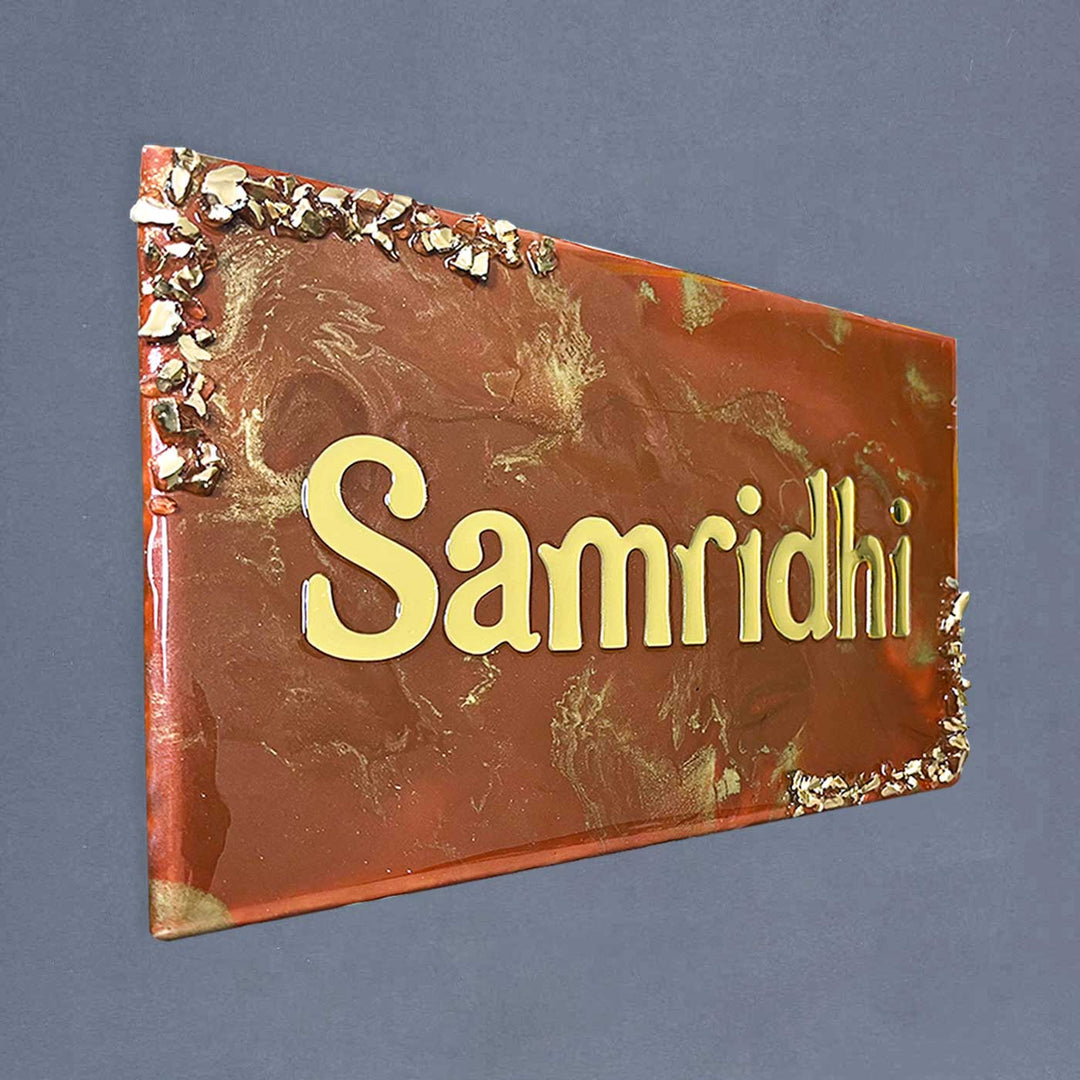 Personalized Resin Rectangle Orange Ocean Theme Name Plate