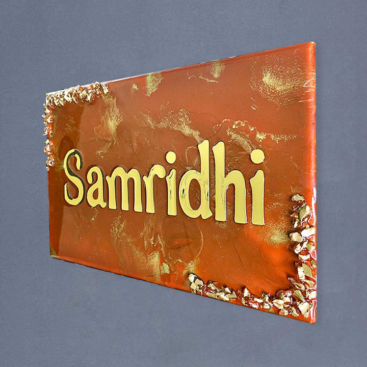 Personalized Resin Rectangle Orange Ocean Theme Name Plate