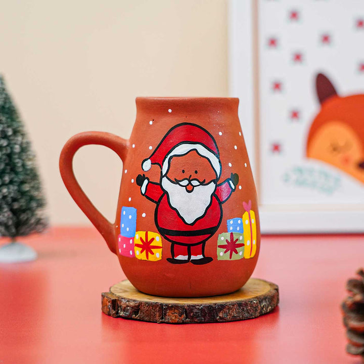 Hand-Painted Santa Surprise Terracotta Mugs | Secret Santa Gift Ideas